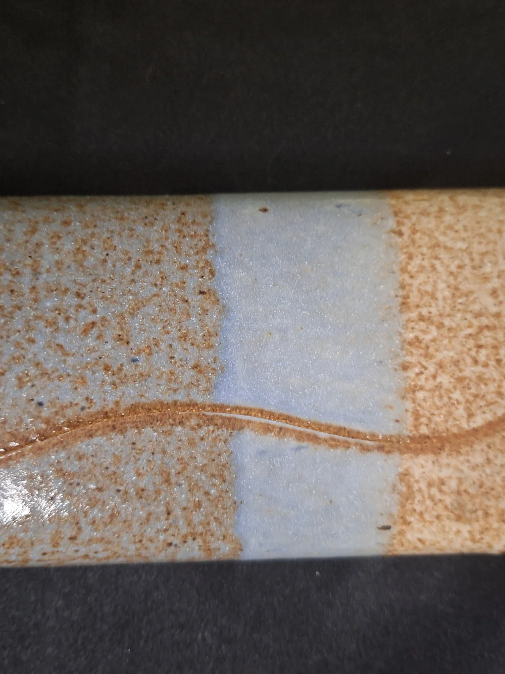 Handmade Ceramic Vase in Speckled Brown and Light Blue 6.5